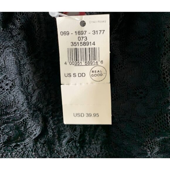 NWT AERIE Womens' Black Eyelash Lace Padded Plunge Bralette Sz Small DD - Picture 8 of 8